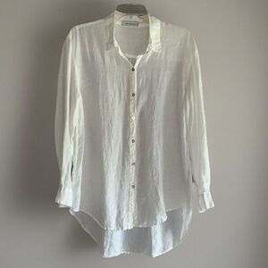 Cut Loose White Linen Shirt